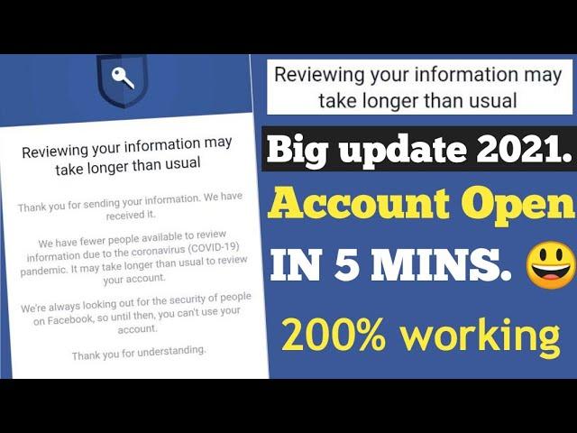 2021 update_How to solve Reviewing ur information may take longer than usual facebook, big update