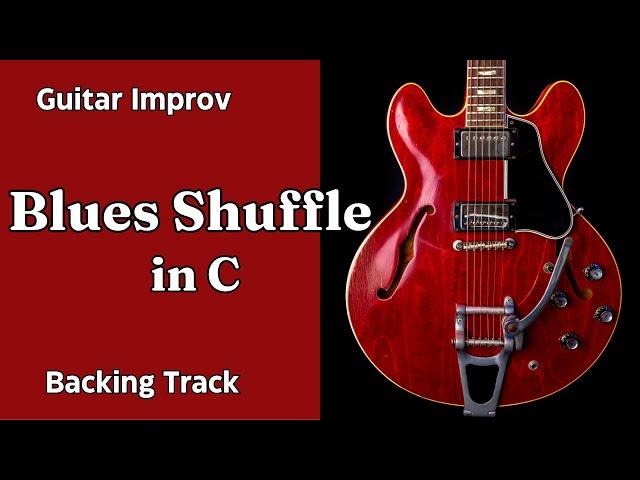 Blues Shuffle in C - Guitar Backing Track Jam - Medium Fast Tempo