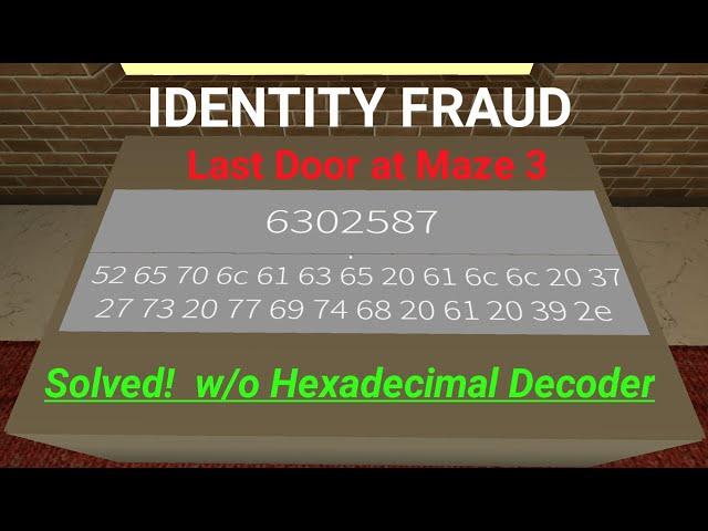 The Secret Trick Revealed! | No Hex Help Needed| Roblox | IDENTITY FRAUD | Last Puzzle Solved!