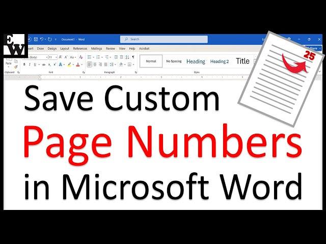 How to Save Custom Page Numbers in Microsoft Word