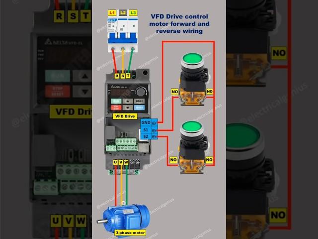 VFD Forward & Reverse Motor Control Wiring - Step-by-Step Guide #vfd #forwardreverse