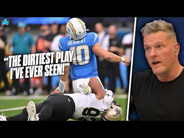 Saints Player Tried "Dirtiest Play Ever Seen In Football" Pulling On Herbert's Leg? | Pat McAfee