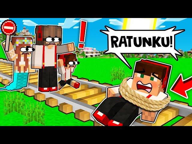 ZOSTAJE ZWIĄZANY LINAMI NA ŚRODKU TORÓW KOLEJOWYCH  W MINECRAFT?! GPLAY & LUMI