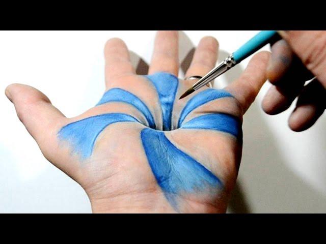 Trick Art on Hand - Cool 3D Hole Optical Illusion