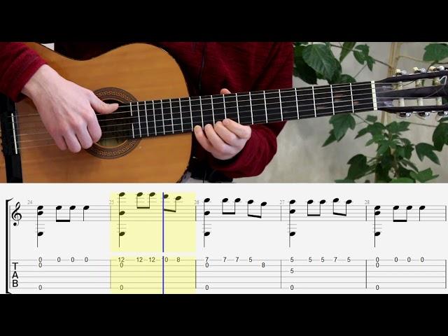 Щедрик (Carol of the Bells). Guitar. Tabs. Notes