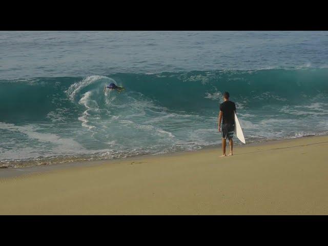 RAW - Young Professional Skimboarders Attempt to Ride Giant Waves On The Beach of Cabo San Lucas