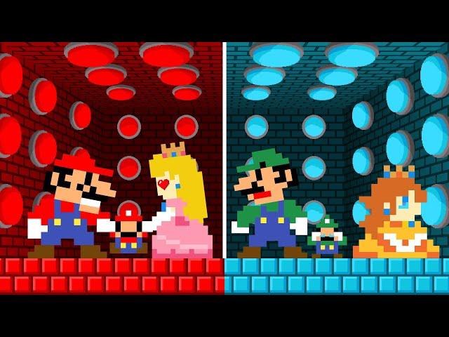 Mario and Luigi Hot vs Cold Family Challenge 100 Mystery Buttons!