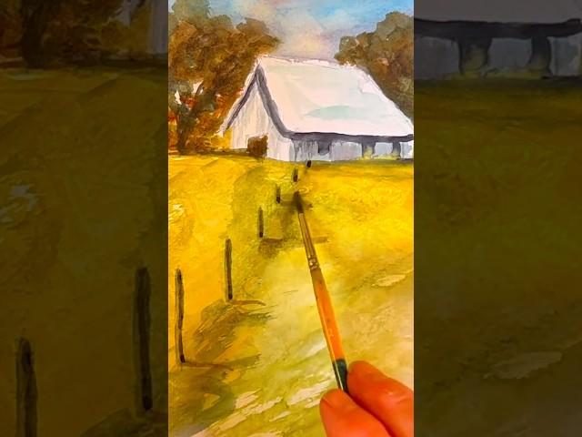 Watercolor Painting of Barn