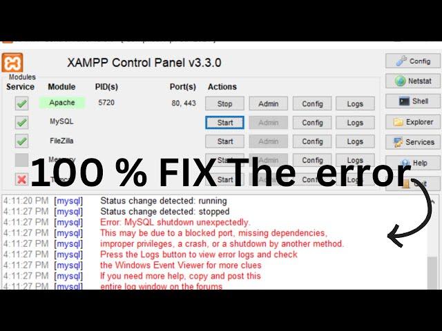 Error: MySQL shutdown unexpectedly | How to Solve XAMPP Server MySQL Cannot Start | [FIXED].