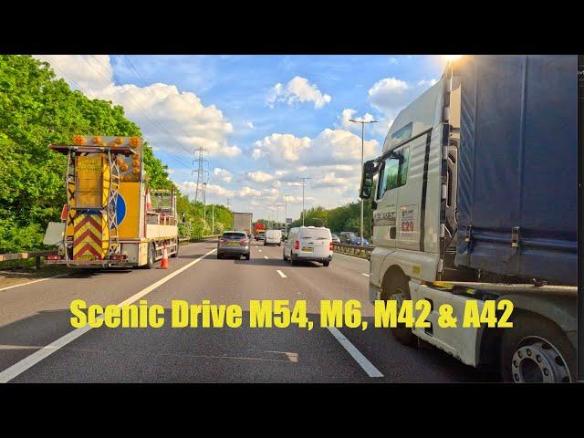 Sunny afternoon scenic drive M54 M6 M42 & A42 in 4K