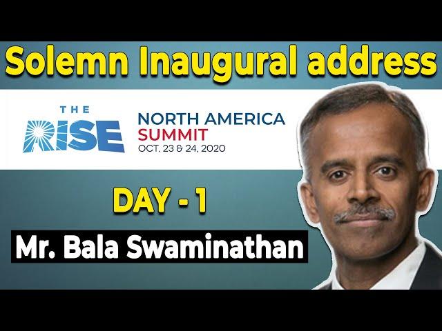 Solemn Inaugural address | The Rise North America Summit 2020 | Bala Swaminathan