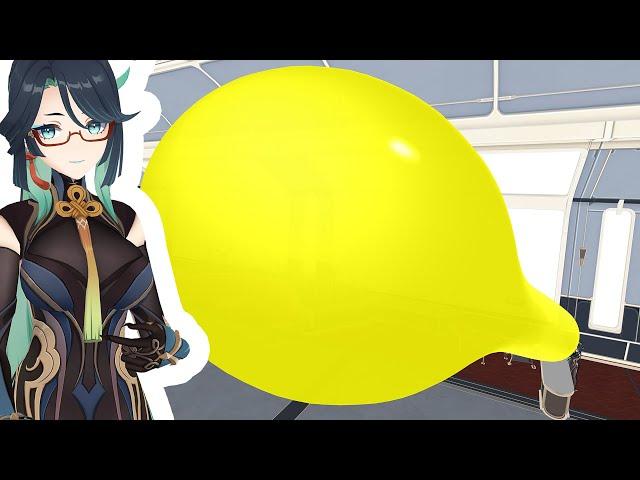 Girl Inflates a Giant Yellow Balloon (Xianyun from Genshin Impact)