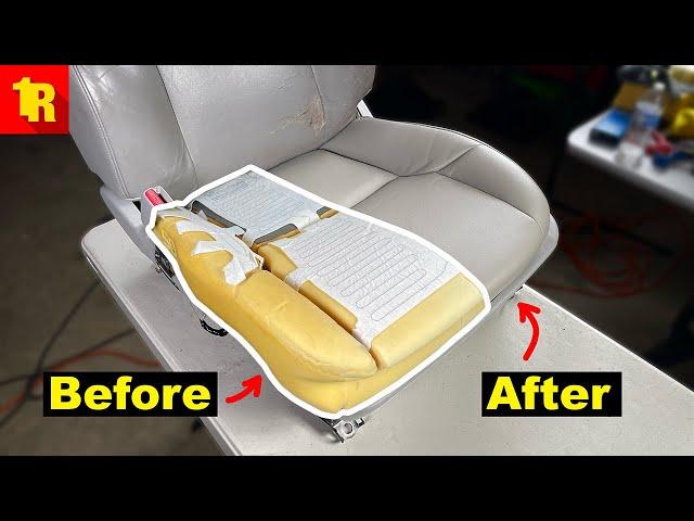 Before And After LEATHER SEAT RESTORATION With SEAT FOAM REPAIR!!