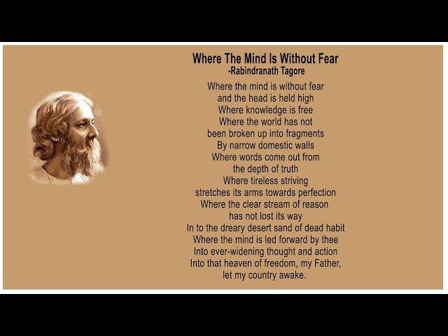 Where the mind is without fear|Rabindranath Tagore|English Poetry recitation