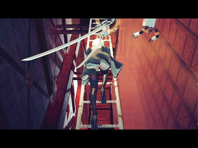 2B Climbing Ladders and Staircases NieR Automata