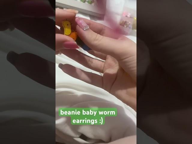 diy earrings ️ #ty #beaniebaby #inchworm #shrinkplastic #nostalgia #worm #diy #earrings