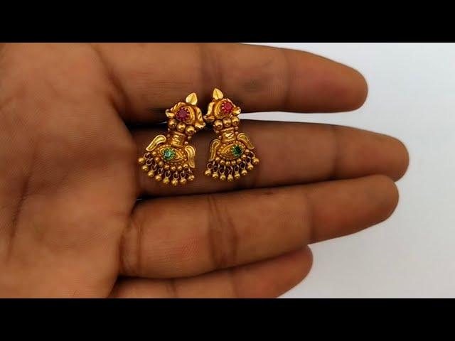 3 Grams Gold Earrings New Design Model from GRT Jewellers