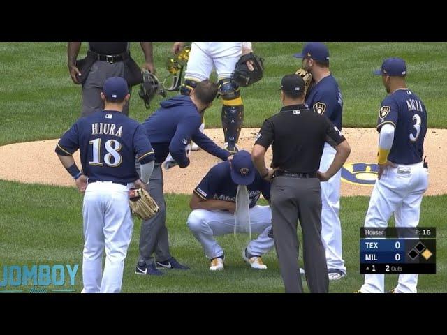 Adrian Houser makes an error then pukes on the mound, a breakdown