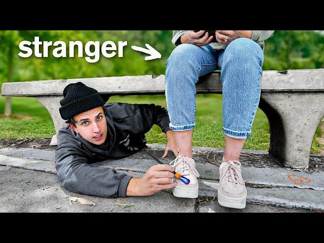 Customizing Strangers Shoes in Public…