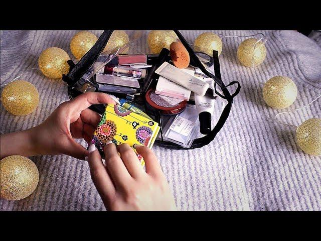 ASMR (Whisper) ~Make up bag Rummaging, Tapping, Scratching~