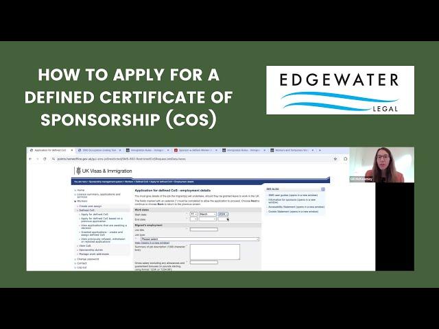 How to apply for a Defined Certificate of Sponsorship (CoS)