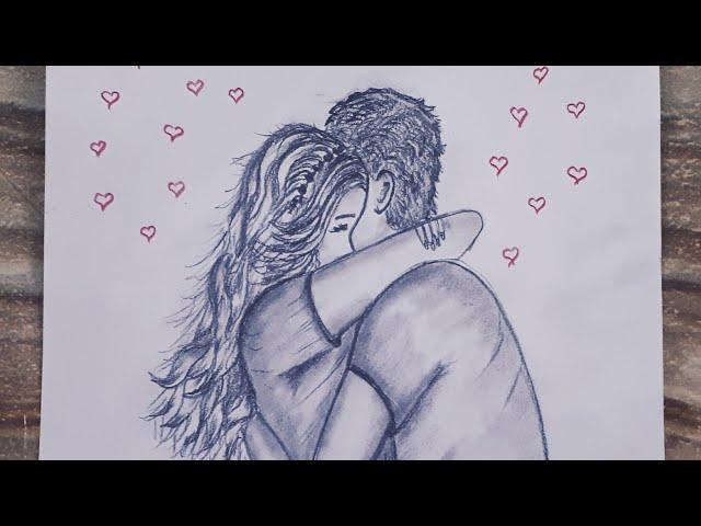 Hugged Couple drawing / Valentine's day drawing  / Sarılan sevgili çizimi / Sevgililer günü çizimi