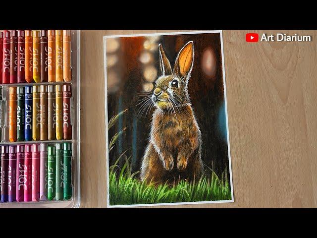 How to Draw a Rabbit with Oil Pastels | Step-by-Step Tutorial