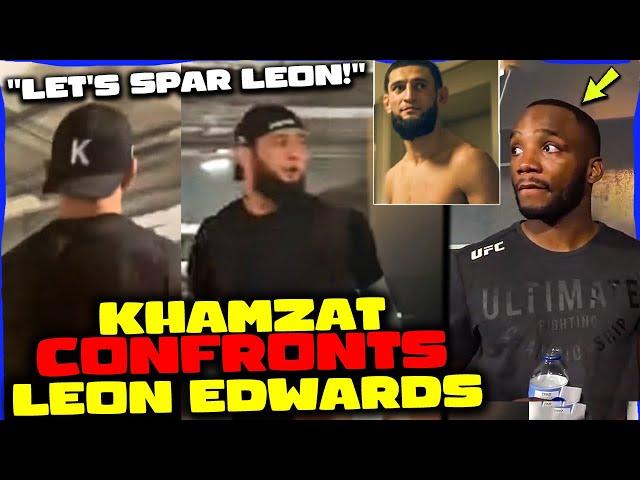 SHOCKING! Khamzat Chimaev RUNS INTO Leon Edwards, CONFRONTS Him & Challenges Him To SPAR, Jon Jones