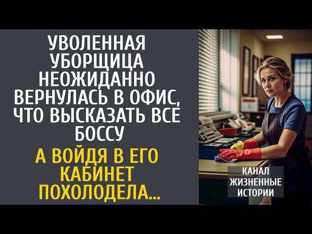 Уволенная уборщица неожиданно вернулась в офис, что высказать боссу… А войдя в кабинет похолодела