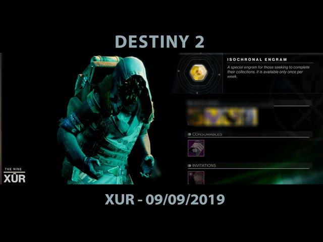 Destiny 2. WHERE IS XUR? 09/08/2019. GOD ROLL SHARDS OF G*****R. 9th August 2019.