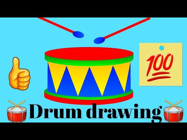 Drawing of Drum || Drum  Drawing|| Drawing for kids || Step by step drawing