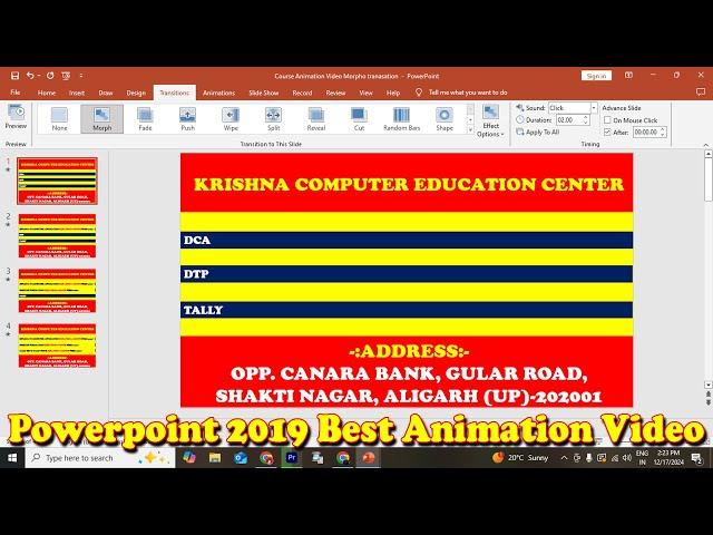 Morph Transition Powerpoint Hindi | Powerpoint Morph animation video | Morph transitions powerpoint