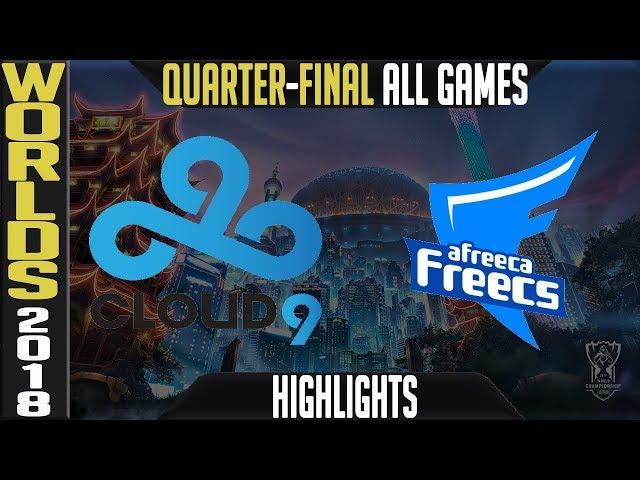 C9 vs AFS Highlights ALL GAMES | Worlds 2018 Quarter-Final | Cloud9 vs Afreeca Freecs