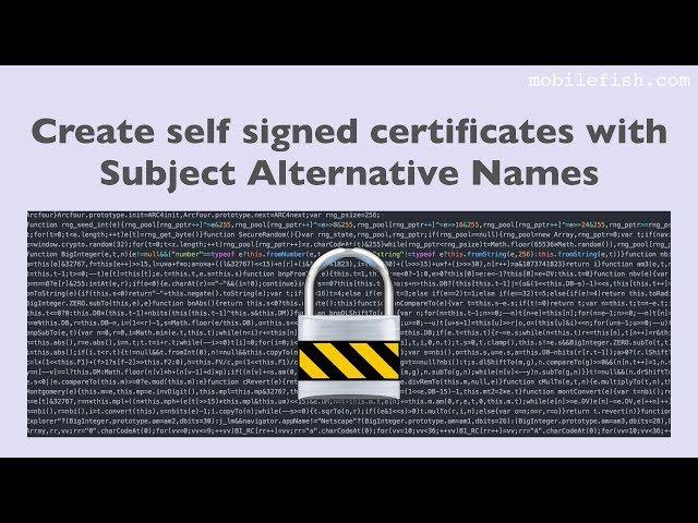 Create self signed certificates with Subject Alternative Names