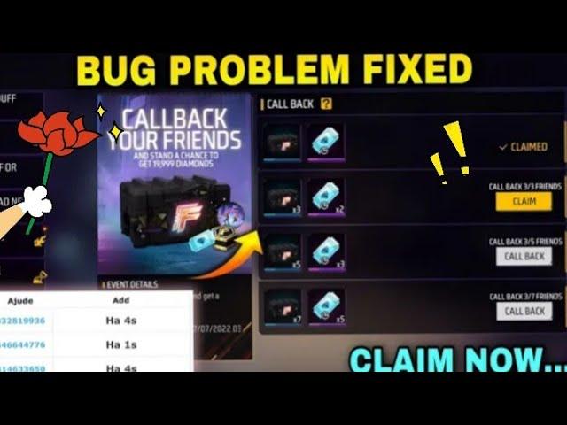 Free fire call back event bug problem solved/fdk panda yt#freefiremax