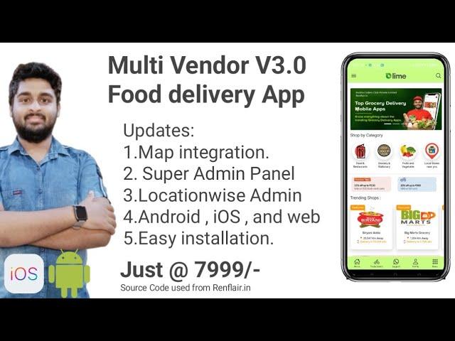 Full tutorial in Hindi to Build Multi Vendor Food and grocery delivery App  2024