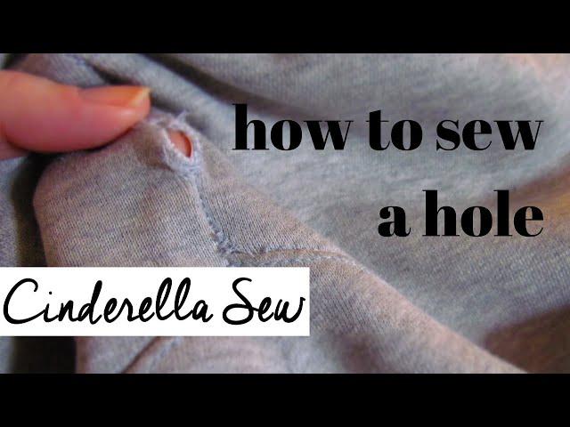 How to sew a hole - How to stitch a hole in clothes - Hand sew up a hole in pants, shirt, leggings