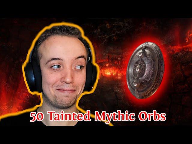 50 TAINTED MYTHIC ORBS VS. ELEGANT ROUND SHIELDS - PATH OF EXILE 3.16 - THE SEARCH FOR THE SQUIRE!!