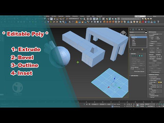 3Ds Max 2020 Beginner Tutorial|Editable Poly|Extrude Polygon|Bevel Polygon|Outline Polygon|Inset