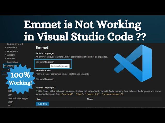 Enable Emmet Support for JSX in VS Code || Emmet is Not Working in VS Code React JS Extension File