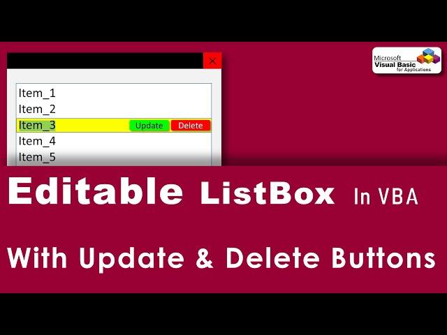 Empower Your Excel: Interactive ListBox with Edit and Delete Features | Editable ListBox Tutorial 2