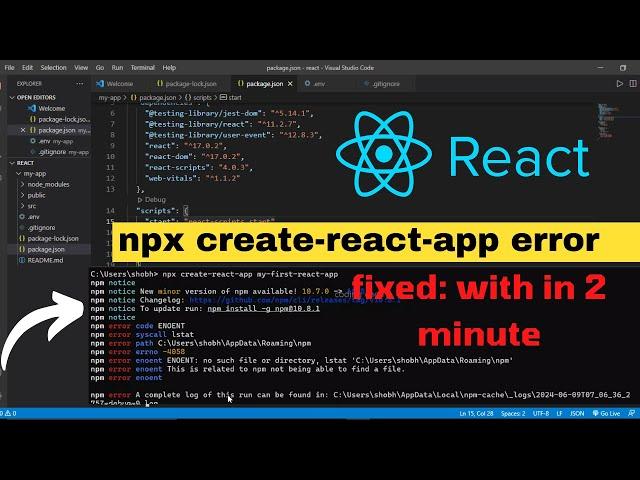 npx create react app command not working.