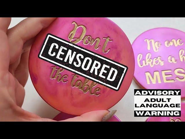 Language Warning! Swear Word Resin Coasters using Mica Powder and Leftover Resin