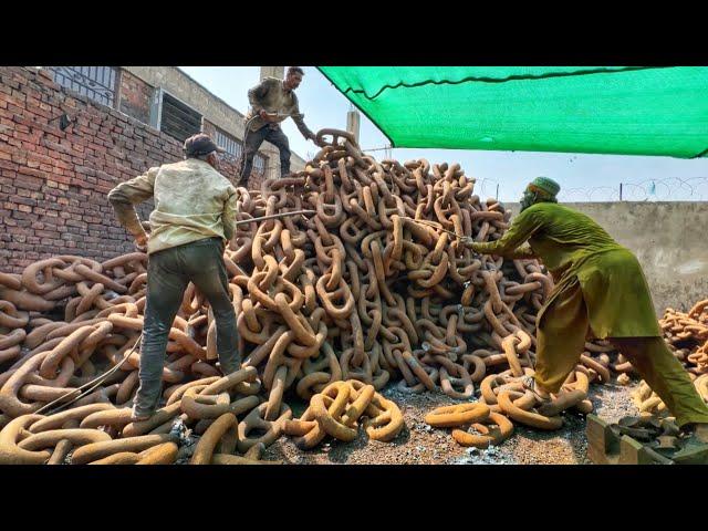 Process of Recycling Millions TON ship Anchor Chain into Wheel Spanner. mass production process