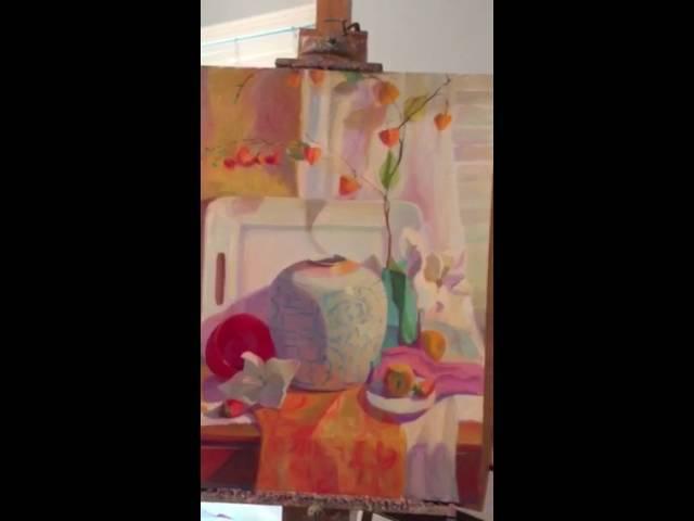 My messy studio with a new painting