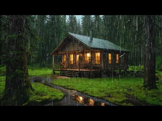 RAIN and THUNDER bedtime sounds - Goodbye Insomnia with Heavy Rain on Roof - ASMR