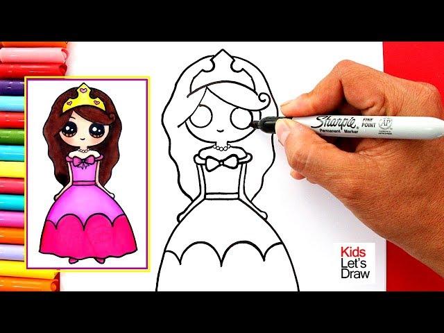 How to draw a Cute Girl dressed as Princess