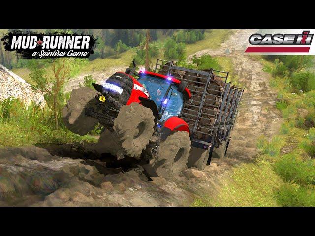 Spintires: MudRunner - CASE IH Tractor Fails To Drive Up A Steep Uphill