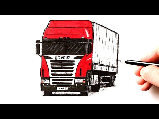 How to draw a Scania truck | Ehedov Elnur