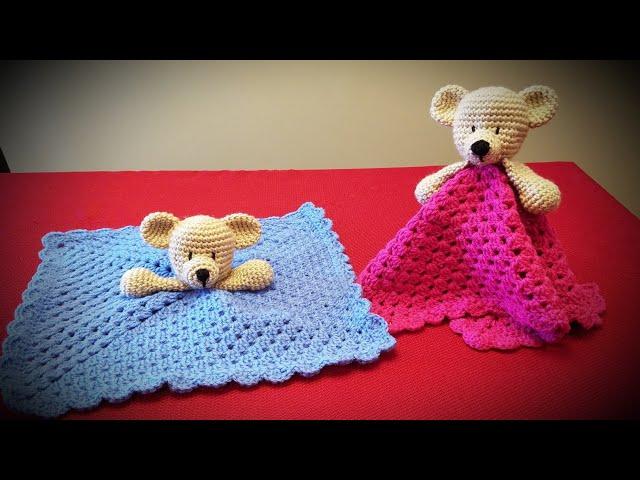 Crochet Bear baby security blanket. Crochet along part 1/2